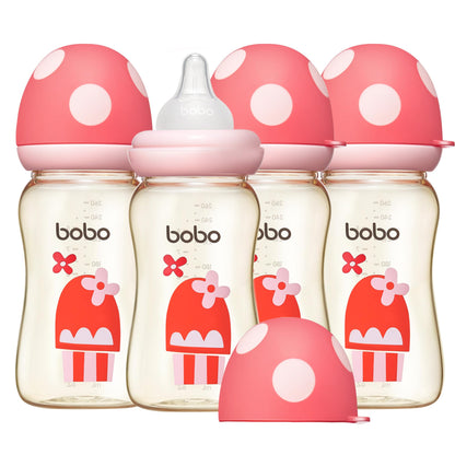 YOHKOH PPSU Baby Bottle Wide Neck, Newborn Anti-Colic Baby Bottle with Natural Response Nipple, Streamlined Body, Easy to Clean (8.8oz (Pack of 2), Yellow)