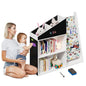 White Kids Bookshelf Wood Toy Storage Organizer Cabinet Children Bookcase Toddler Baby Sling Book Rack 3 Cube Bins Fabric Drawers for Playroom Bedroom Nursery School