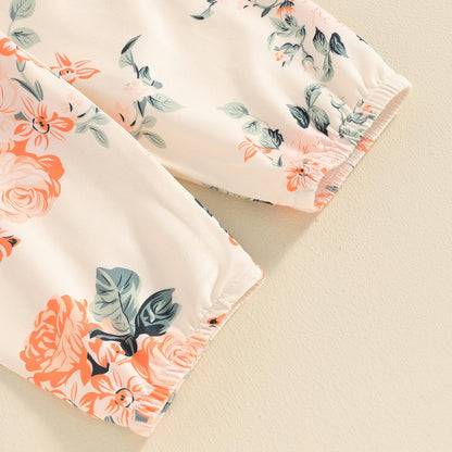 Hello World Newborn Outfit Baby Girl Going Home Outfit Ruffle Ribbed Romper Top Floral Pants Set Cute Summer Clothes