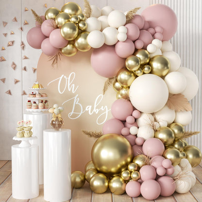 155Pcs Sage Green White Gold Balloon Garland Arch Kit with Gold Confetti Balloons for Graduation Baby Shower Decor Happy Birthday Party Wedding Jungle Decorations