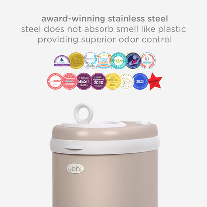 Ubbi Steel Diaper Pail, Odor Locking, No Special Bag Required, Award-Winning, Registry Must-Have, White