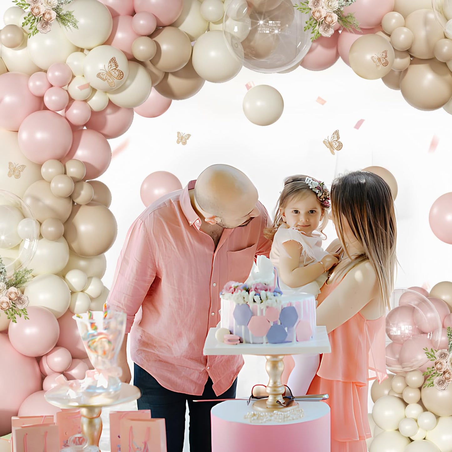 Dusty Pink Balloon Arch Kit 126 Pcs Pink and Sand White Balloon Arch Garland Kit Include Dusty Pink Sand White Balloons for Wedding Birthday Baby Shower Gender Reveal Decorations