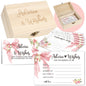 50 PCS Pink Bow Baby Shower Advice Cards For Parents To Be, Advice and Wishes Cards with Box for Baby Shower Games Advice for New Parents Baby Showers