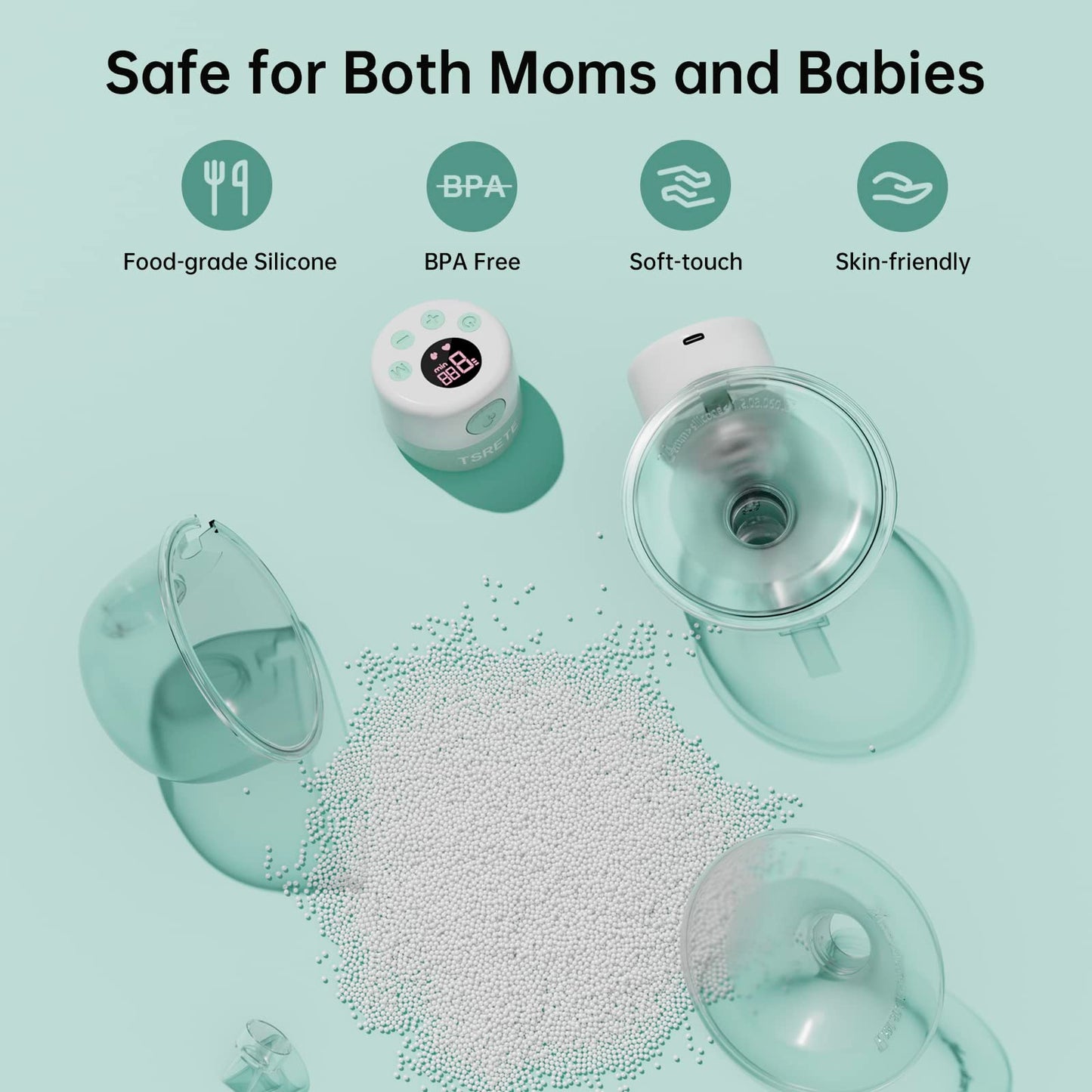TSRETE Double Wearable Breast Pump, Electric Hands-Free Breast Pumps with 2 Modes, 9 Levels, LCD Display, Memory Function Rechargeable Milk Extractor-24mm Flange, Pink