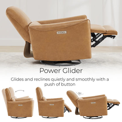 CHITA Power Recliner Chair Swivel Glider, FSC Certified Upholstered Living Room Nursery Reclining Sofa Chair with Lumbar Support, Linen