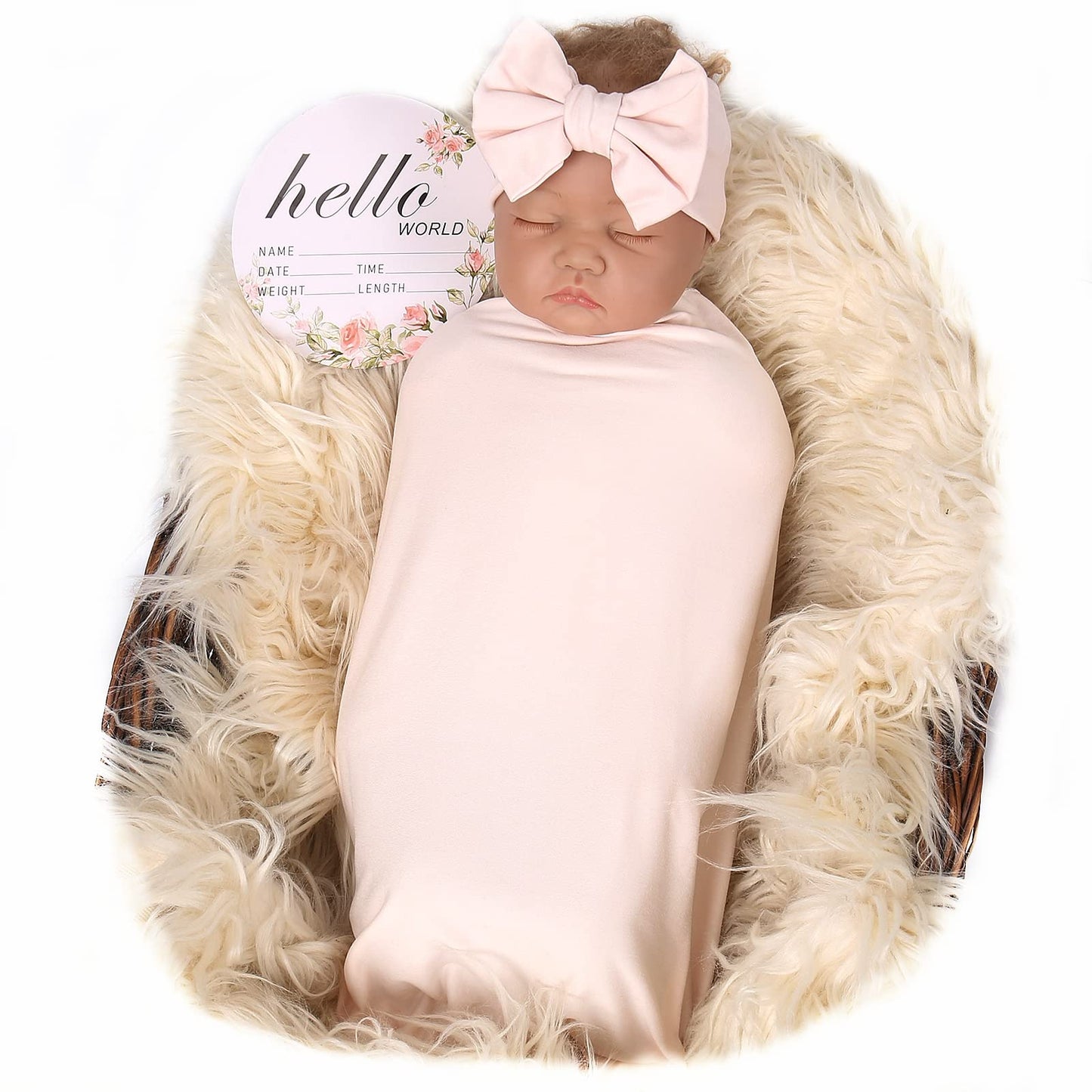 Galabloomer Newborn Receiving Blanket Headband Set Baby Flower Swaddle (vintage flower)