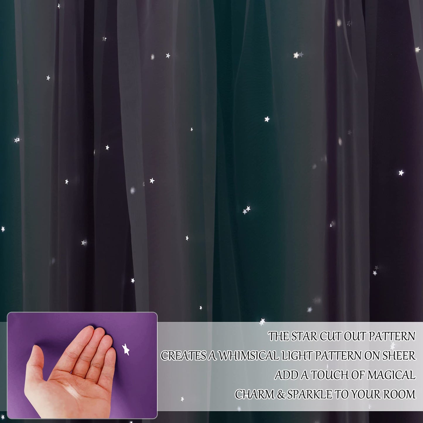 NICETOWN Nursery Curtains for Kids, Farmhouse Blackout Curtain Panels for Bedroom, Double Layer Star Hollow-Out Grommet Aesthetic Living Room Toddler Window Curtains, 2 Pcs, W52 x L84, Biscotti Beige