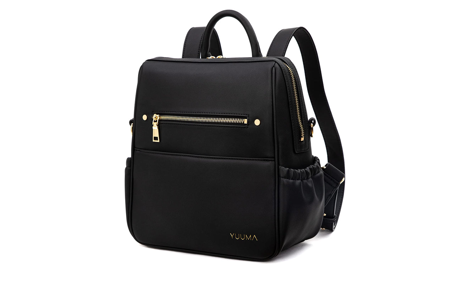 Mini Diaper Bag Backpack-Minimalist bag With Premium Vegan Leather Material With 7 Interior and 5 External Pockets (Onyx)