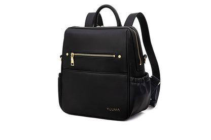 Mini Diaper Bag Backpack-Minimalist bag With Premium Vegan Leather Material With 7 Interior and 5 External Pockets (Onyx)