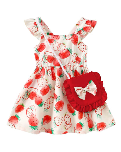 Mioglrie Baby Girl Clothes Newborn Dress Summer Toddler Girls' Clothing Casual Sundress with Cute Bag Infant Outfits