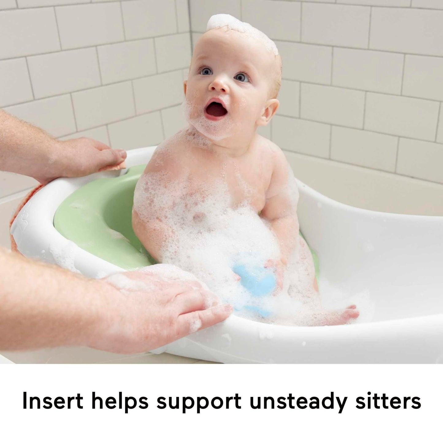 Fisher-Price Baby to Toddler Bath 4-in-1 Sling ‘n Seat Tub with Removable Infant Support and 2 Toys, Climbing Leaves