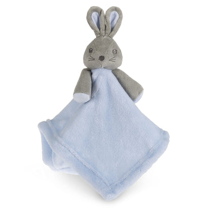 Baby Blue Bunny Security Blanket & Keepsake Box - Soft Fleece, Booties & Gift Basket - Unique Newborn Present
