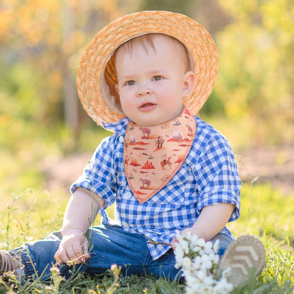 4 Pcs Western Cowboy Baby Bandana Bibs Newborn Infant Feeding Drool Bibs Wild West Cotton Bib for Drooling and Teething Nursery Burp Cloths for Girls Boys