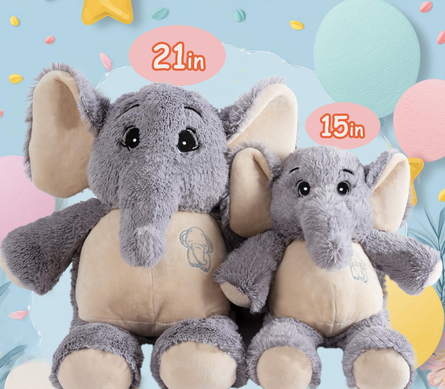 Giant Elephant Stuffed Animal 39'', Large Plush Toy, Soft Huggable Cute Elephant Plush for Girls, Boys, Kids, Babies - Gifts for Birthday, Mother's Day, Christmas