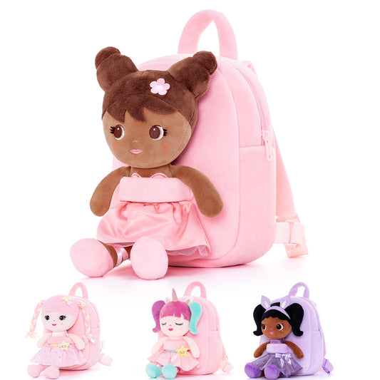 Lazada Girls Backpack with Doll Toddler Toys Baby Girls Gifts Rag Dolls 9.5“