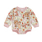 Easter Newborn Baby Girl Clothes Fuzzy Bunny Embroidery Romper Sweatshirt Bubble Jumpsuit Toddler Baby Girl Outfit