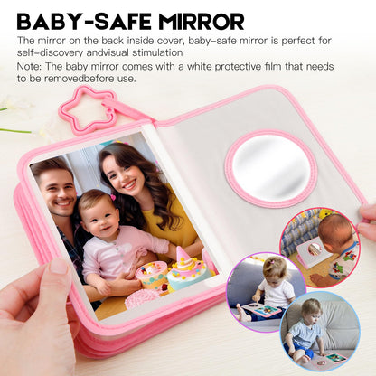 Baby's My First Photo Album for Baby Holds 21 4x6 Photos, Baby Photo Album Soft Cloth Family Book, My First Family Album for 4x6 Baby Shower Kids Toddlers Family Pictures, Toddler Photo Album (Blue)