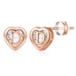 IEFWELL Heart Stud Earrings for Girls Women, S925 Sterling Silver Studs Hypoallergenic Earrings CZ Heart Earrings Initial Earrings for Teen Girls Kids Jewelry for Girls Gifts