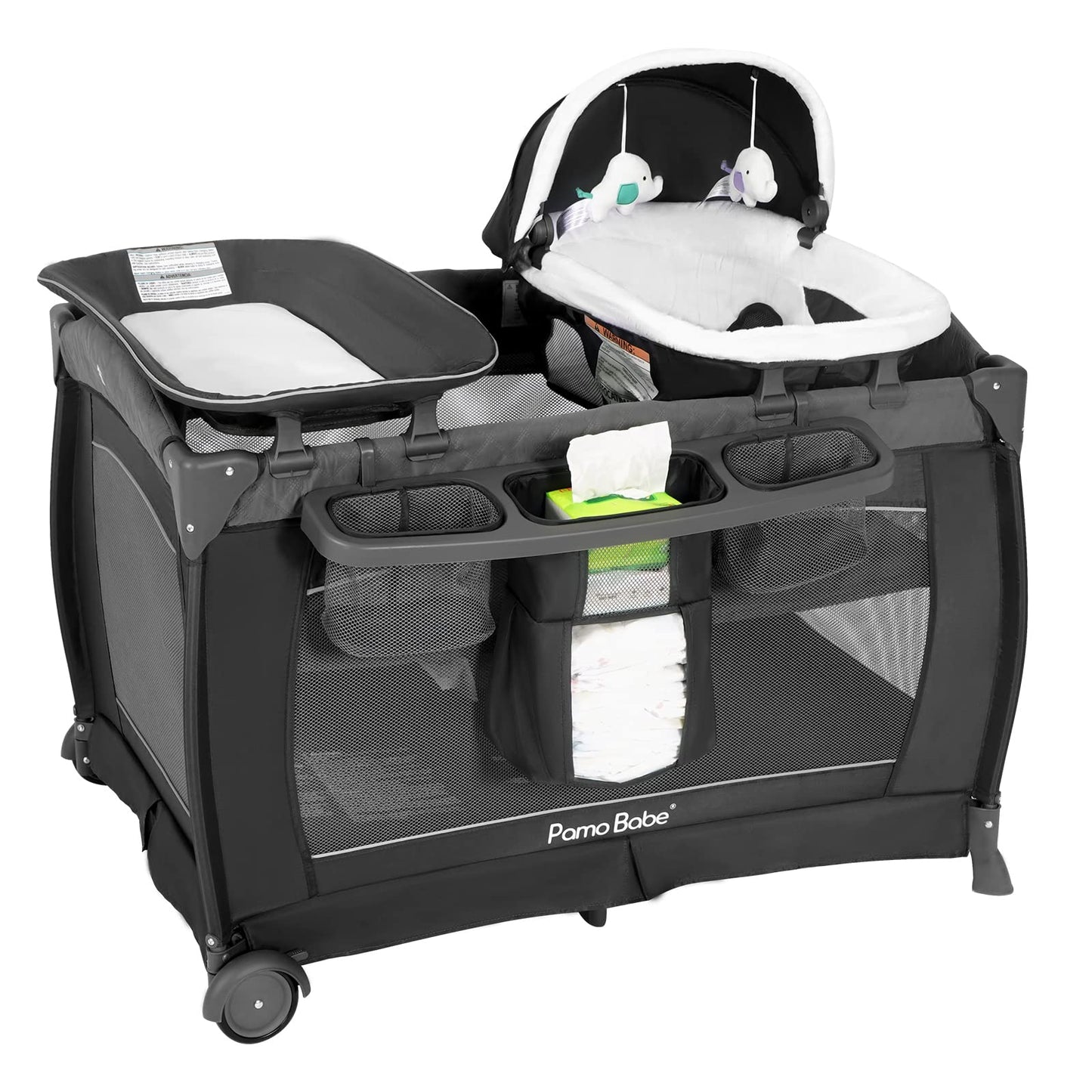 Pamo Babe Portable Playpen Foldable Playard for Baby and Toddler Mattress, Changing Table for Newborn Portable Playard