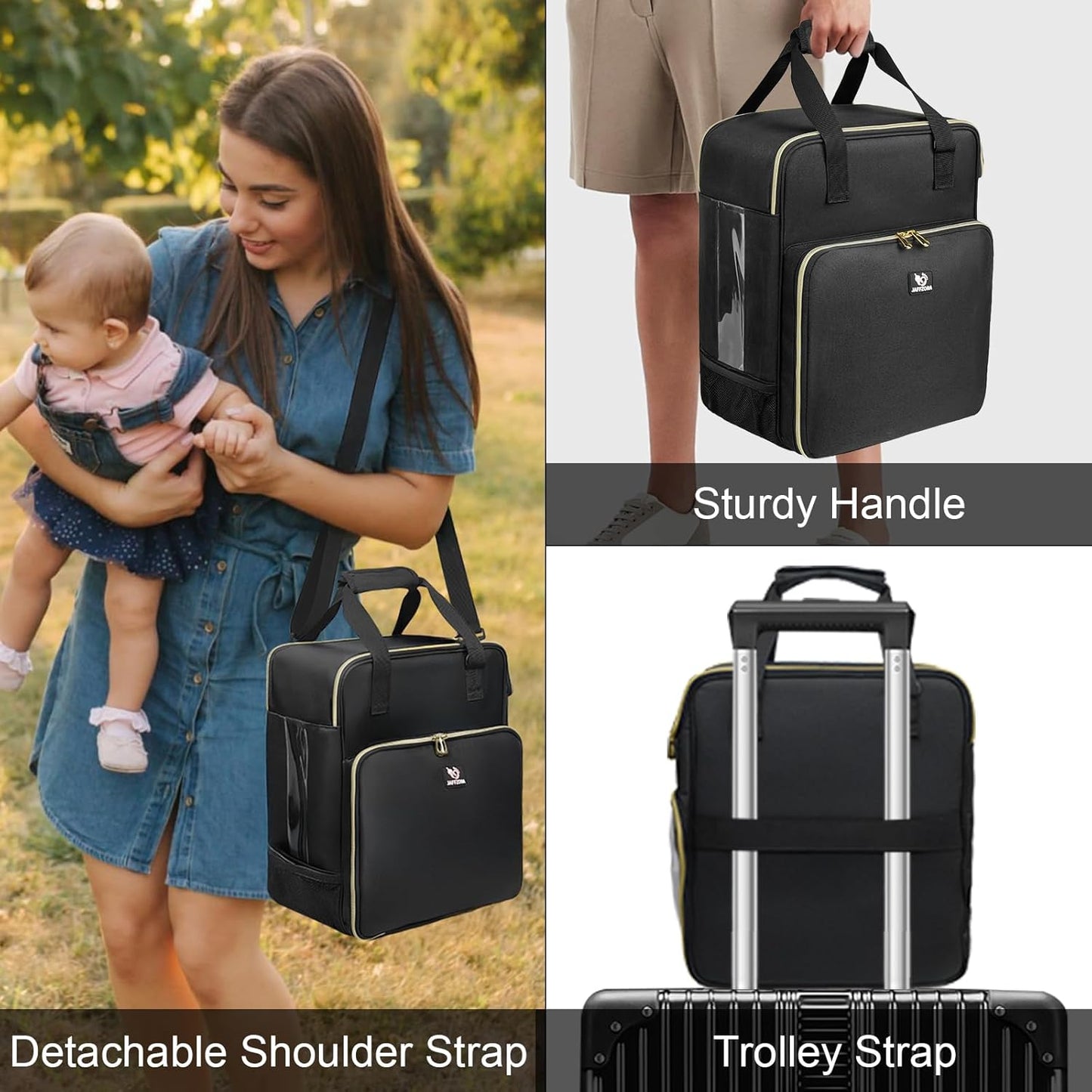 Carrying Case Compatible with Baby Brezza Formula Pro Advanced Formula Dispenser Machine, Insulated Baby Formula Mixer Travel Bag with Shoulder Strap for Baby Essentials, Black