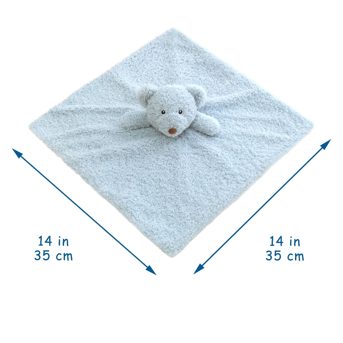 Baby Brown Teddy Bear Soft Stuffed Animal Security Blanket, Plush Bear Character Lovey Blanket, Baby Shower/Nursery Gift, Newborn Infant Toddler Snuggle Blankie for Boys Girls, 14 Inches