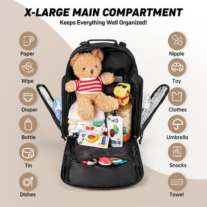 SHARKMOUTH Diaper Bag Backpack for Dad and Mom, Military Molle diaper Pack with Insulated Bottle Holders and Wipe Pocket