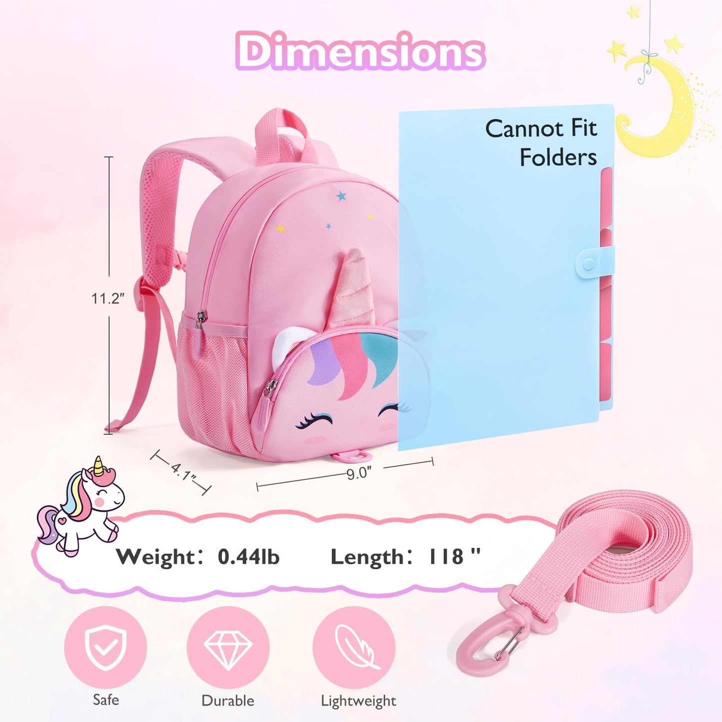 mommore Toddler Backpack for Boys 2-4, 3D Cartoon Mini Kids Travel Bag, Small Baby Backpack with Toddler Leash, Chest Buckle, Water-Resistant Pre-K Schoolbag, Dinosaur
