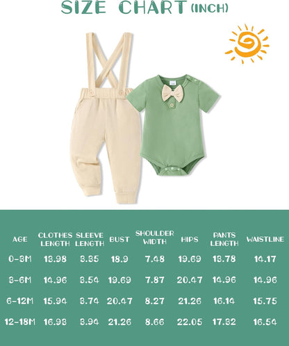 SANMIO Baby Boy Clothes 0-18 Months Newborn Outfits Short Sleeve Romper Top and Suspender Pants Baby Boy Summer Clothing 2Pcs