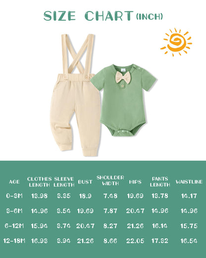 SANMIO Baby Boy Clothes 0-18 Months Newborn Outfits Short Sleeve Romper Top and Suspender Pants Baby Boy Summer Clothing 2Pcs