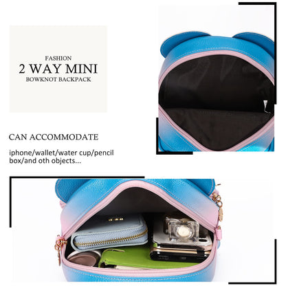 KL928 Girls Bowknot Polka Dot Cute Mini Backpack Small Daypacks Convertible Shoulder Bag Purse for Women