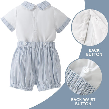 Booulfi Baby Boy Toddler Summer Clothes Wedding Birthday Outfits Suit for Boys T-Shirt and Shorts Set