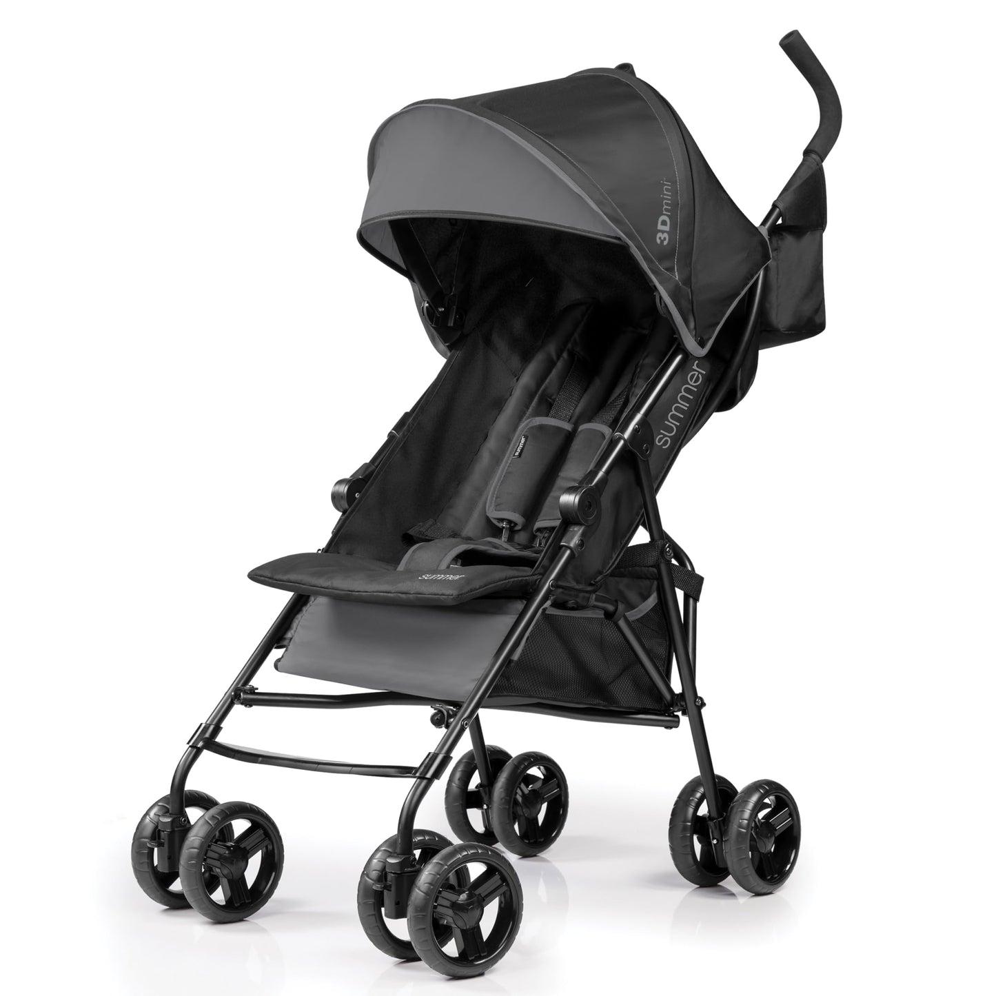 Summer by Ingenuity 3D Mini Convenience Stroller – Lightweight Stroller with Compact Fold, Multi-Position Recline, Canopy with Pop Out Sun Visor and More – Umbrella Stroller for Travel, Pink