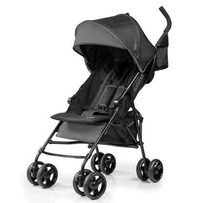 Summer by Ingenuity 3D Mini Convenience Stroller – Lightweight Stroller with Compact Fold, Multi-Position Recline, Canopy with Pop Out Sun Visor and More – Umbrella Stroller for Travel, Pink