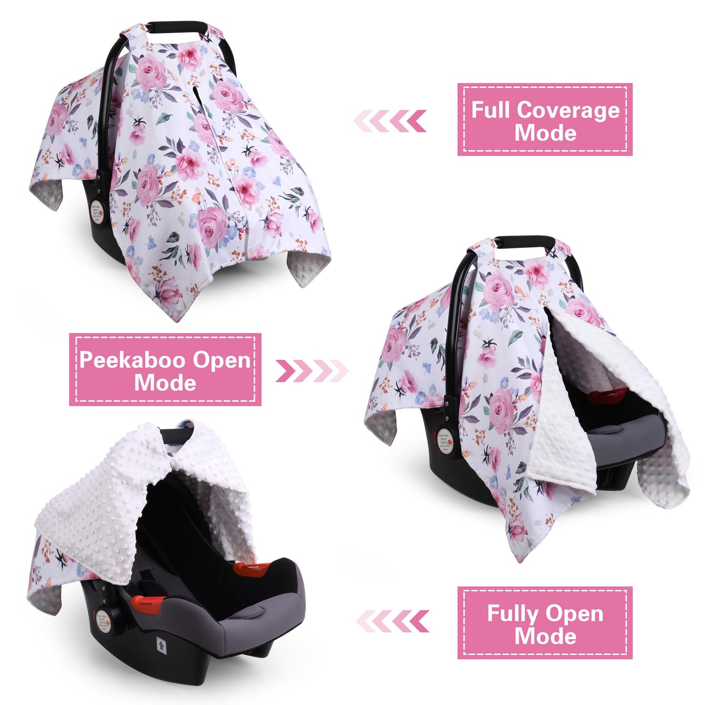 Rquite Car Seat Cover Baby, Carseat Covers Baby Boy, Minky Infant Car Seat Cover Winter, Peekaboo Opening Car Seat Canopy, Multi-use Baby Carrier, Stroller, Nursing Cover, Minky Blanket, Dinosaur