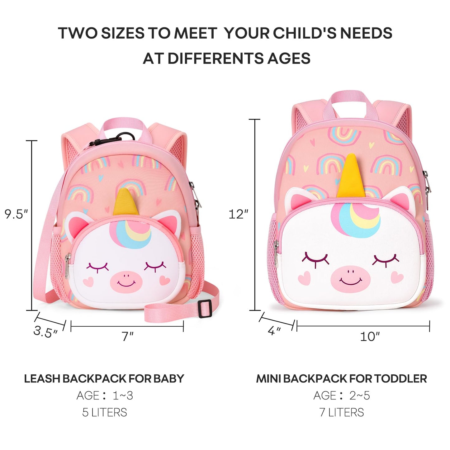 mibasies Toddler Backpacks for Girls 2-4: Baby Preschool Backpack - Kids Unicorn Backpack for Boys Girls - 12inch Mini School Bag