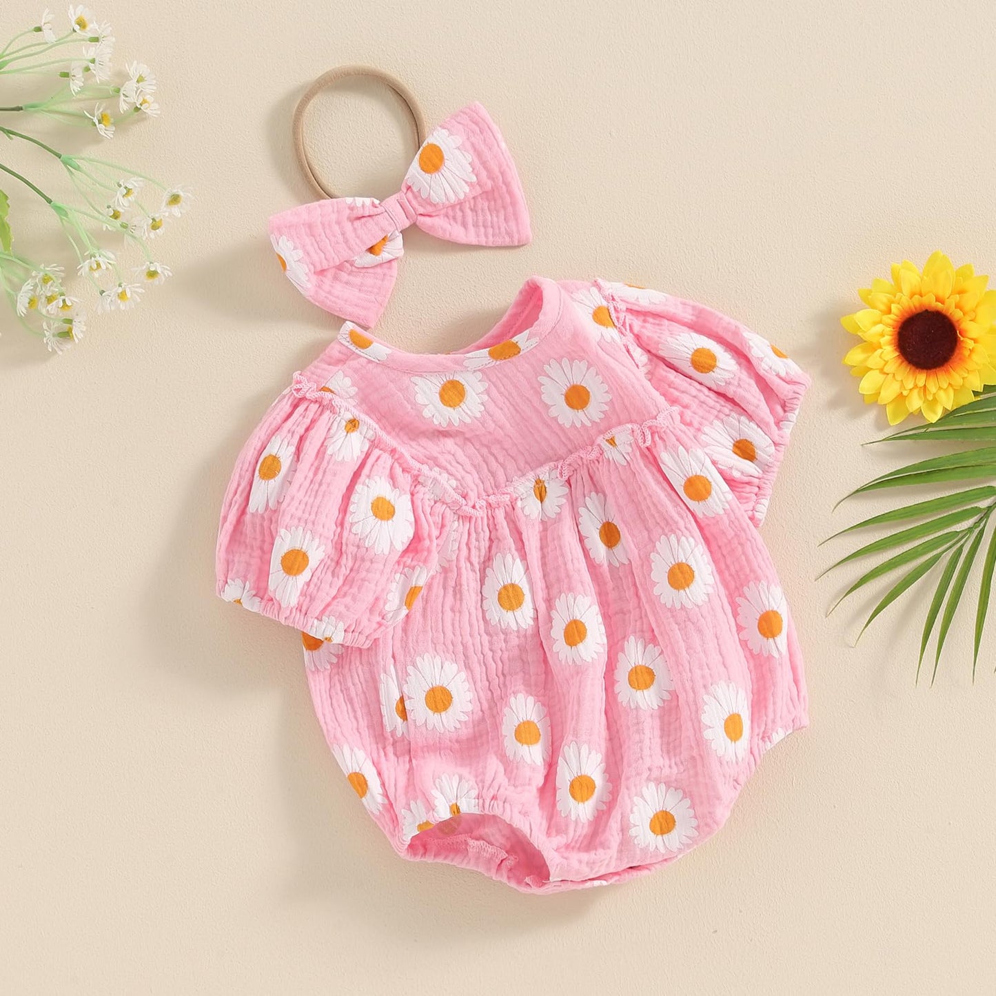 FIOMVA Summer Chicken Baby Clothes Newborn Baby Girl Farm Outfit Toddler Short Sleeve Bubble Romper Infant Bodysuit