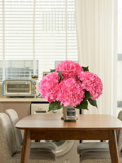 4 Pcs Pink Hydrangeas Artificial Flowers, 20 inches Large Lifelike Fake Silk Flowers, Faux Hydrangeas Flowers for Wedding Home Party Decor Baby Shower Table Centerpiece