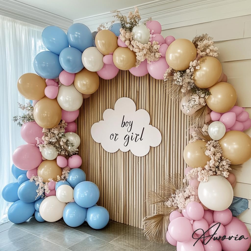 Blue Green Brown Balloon Garland Double Stuffed Dusty Blue Sage Green Balloons Olive White Sand Latex Balloon Arch Kit for Bear Baby Shower Birthday Woodland Wild One Party Decorations