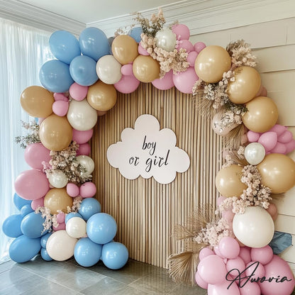 Blue Green Brown Balloon Garland Double Stuffed Dusty Blue Sage Green Balloons Olive White Sand Latex Balloon Arch Kit for Bear Baby Shower Birthday Woodland Wild One Party Decorations