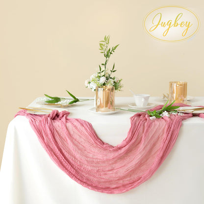 Light Pink Cheesecloth Table Runner 10ft Boho Rustic Gauze Cheese Cloth Spring Decor for Wedding Party Bridal Baby Shower Birthday Table Decorations