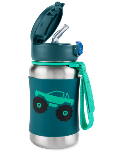 Skip Hop Toddler Sippy Cup with Straw, Sparks Stainless Steel Straw Bottle, Ice Cream