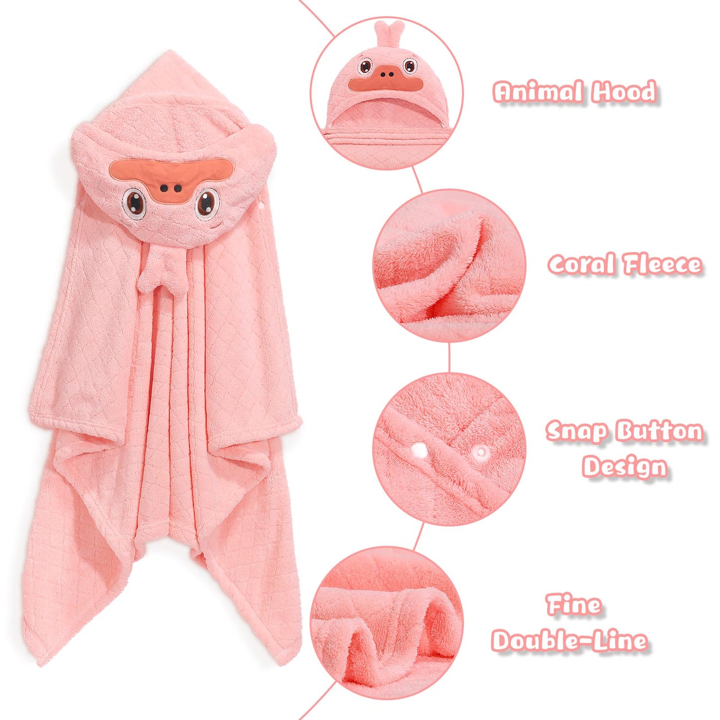 Hooded Baby Towels Boy for 0-6 Years, 50"x 32" Extra Large Toddler Bath Towels with Hood for Boys & Girls, 2-Pack Absorbent Thick Soft Gift for Kids Yellow Lion & Orange Monkey