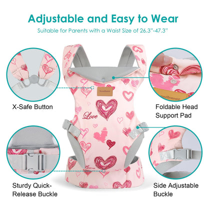 Baby Carrier Newborn to Toddler, Ergonomic Adjustable Toddler Carriers for 7-66 Lbs, Cozy Lightweight Infant Carrier with Neck Support, Baby Holder Carrier with Lumbar Support for Mom Dad