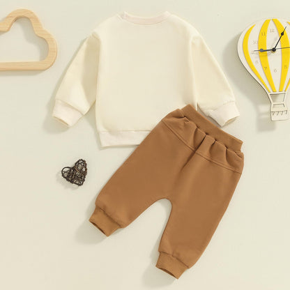 Toddler Baby Boy Fall Clothes Letter Print Long Sleeve Sweatshirt Elastic Pants Cute Kids Winter Outfits