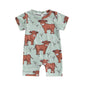 Gueuusu Country Baby Clothes Boy Girl Western Cow Print Short Sleeve Romper Bodysuit Ribbed One Piece Jumpsuit Summer Outfit