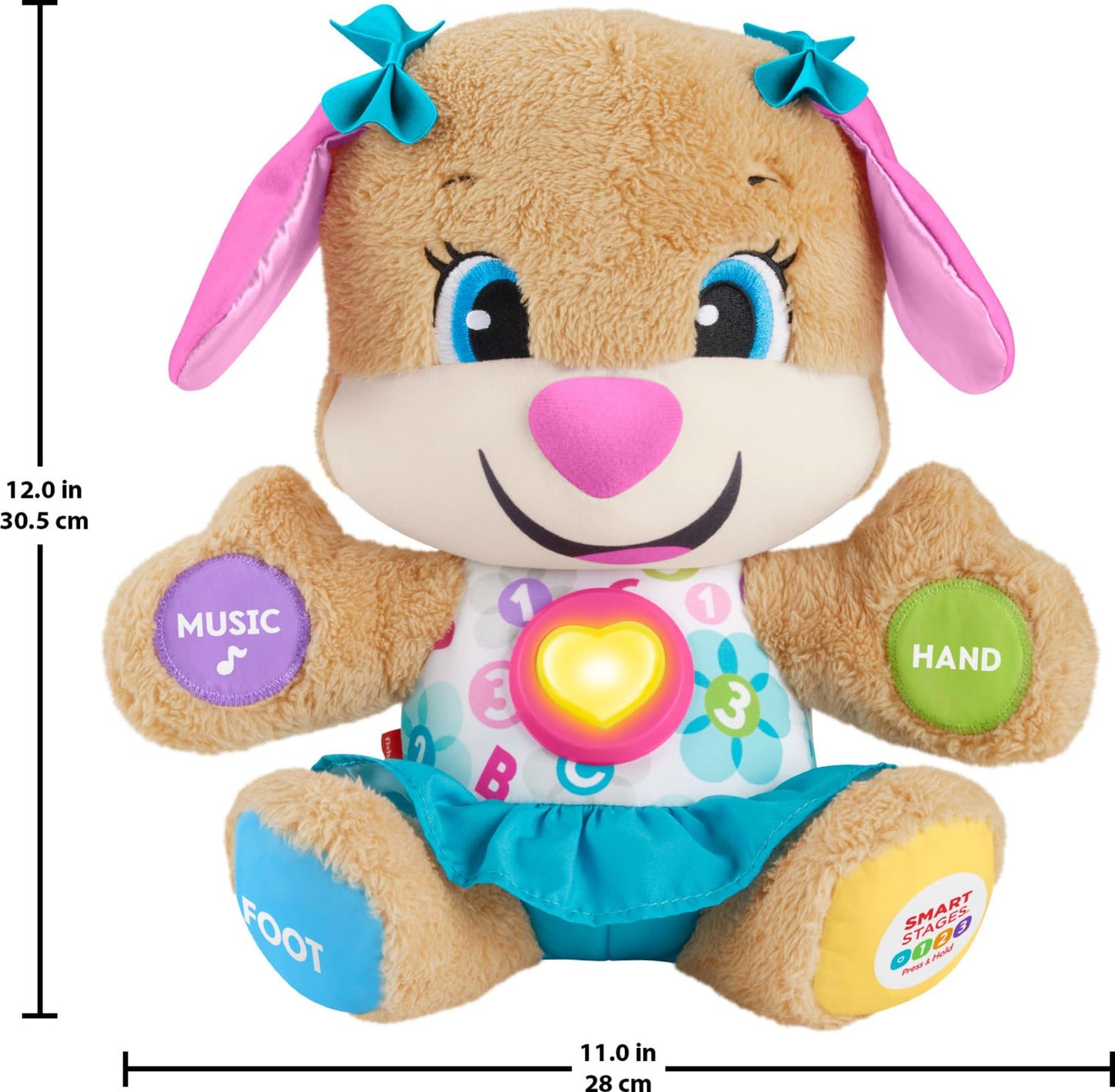 Fisher-Price Baby & Toddler Toy Laugh & Learn Smart Stages Puppy Musical Plush with Lights & Phrases for Infants Ages 6+ Months