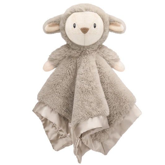 Lamb Security Blanket for Babies, Super Soft Fluffy Snuggle Toy for Newborn Boys and Girls, Stuffed Animal, Pink 13.5 Inch