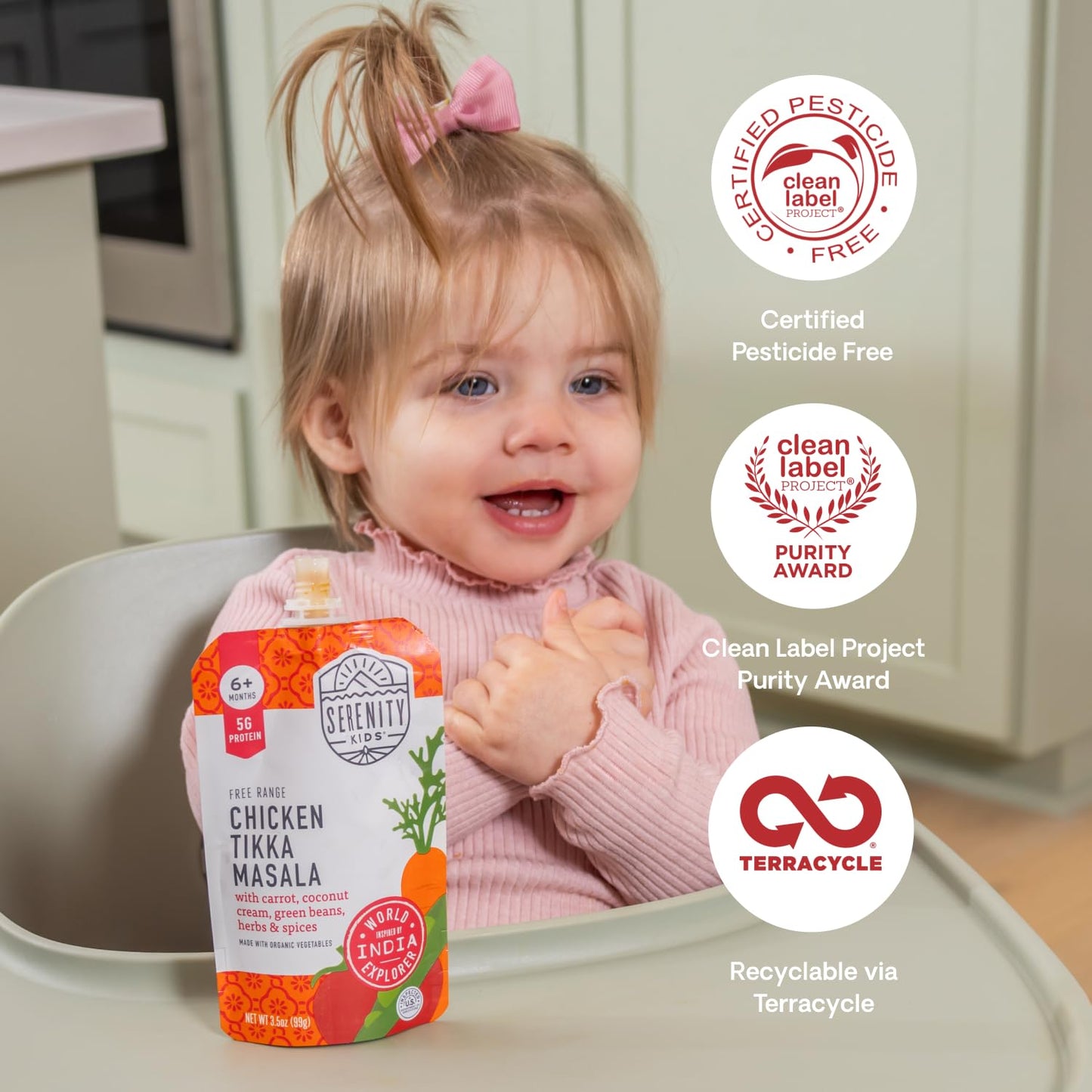 Serenity Kids 7+ Months World Explorers Baby Food Pouches Puree Made With Ethically Sourced Meats & Organic Veggies | 3.5 Ounce BPA-Free Pouch | Beef Chimichurri | 6 Count
