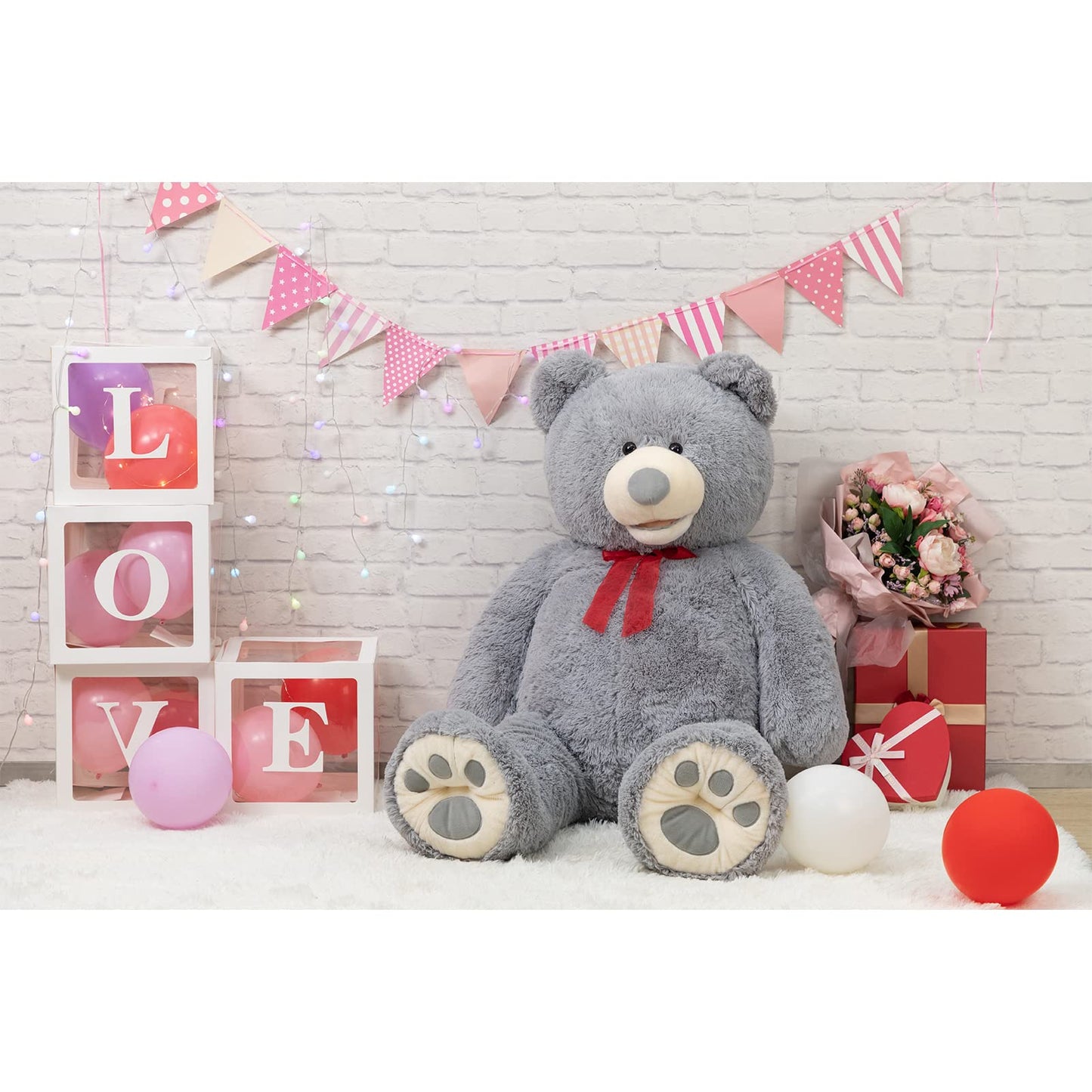 HollyHOME 6ft Teddy Bear Giant Teddy Bear Stuffed Animal with Embroidered Paws Holiday Valentine's Toy Gift for Girlfriend Kids 72 inches Brown
