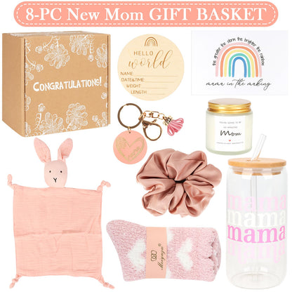 New Mom Gifts Box, Pregnancy Gifts for Expecting Mom, Gift Basket for Girls Boys, Postpartum Gifts for First Time Moms, Cool Gifts for New Mom After Birth, New Mom Care Package After Baby
